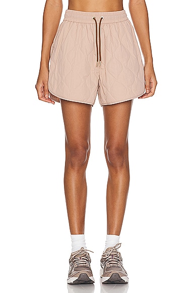 Varley Connell Diamond-quilted Shorts In Warm Taupe