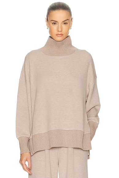 Varley Barker High Neck Sweater in Taupe Marl