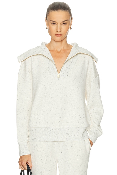 Varley Catherine Half Zip Sweatshirt in Ivory Marl Fleck