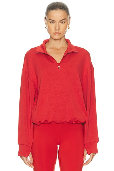 Varley Sian Cropped Half Zip in Lava Falls
