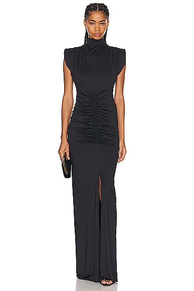 Victoria Beckham Ruched Gown in Black