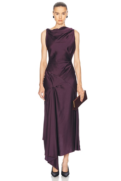Asymmetric Draped Midi Dress