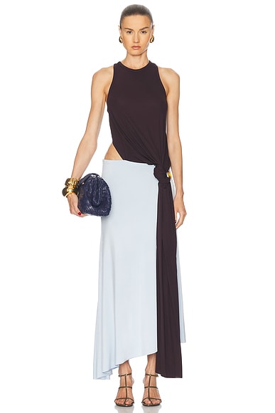 Victoria Beckham Sleeveless Cut Out Midi Dress in Ebony