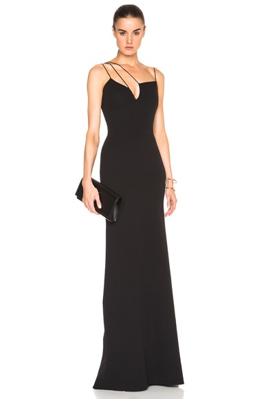 Victoria Beckham Double Crepe Cut Out Gown in Black | FWRD