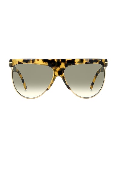 Victoria Beckham Clubmaster Sunglasses in Yellow Havana & Green Shaded