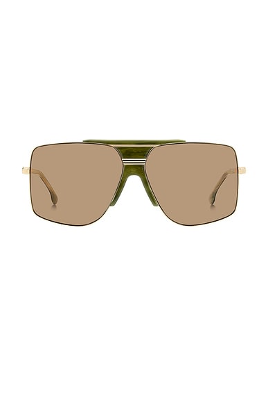 Victoria Beckham Square Sunglasses in Green Marble Gold & Brown