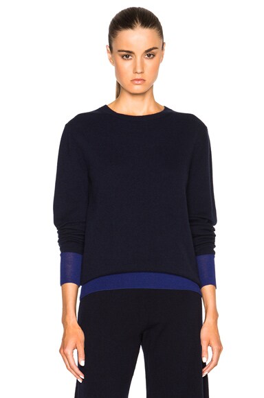 Cashmere Silk Trim Crewneck Sweater