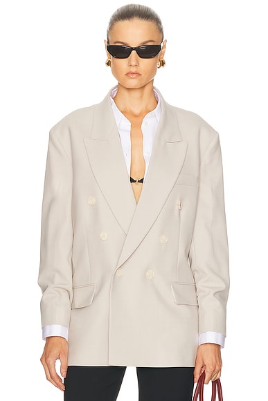 Victoria Beckham Double Breasted Blazer in Pumice