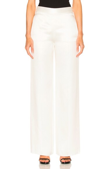 【Victoria Beckham】 Side Panelウールブレンドワイドレッグパ Side Panel wool-blend wide-leg pants in black - Victoria