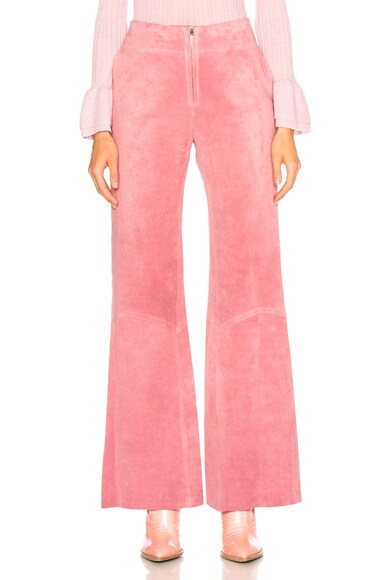 Paneled Flare Suede Trousers