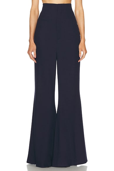 Victoria Beckham Wide Leg Kick Trouser in Ink Blue