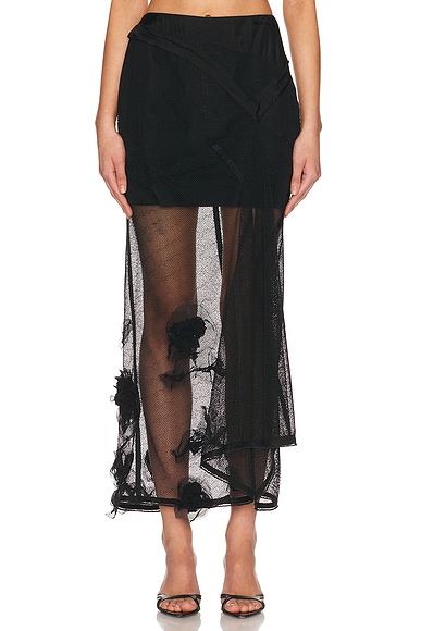 Basque Detail Midi Skirt