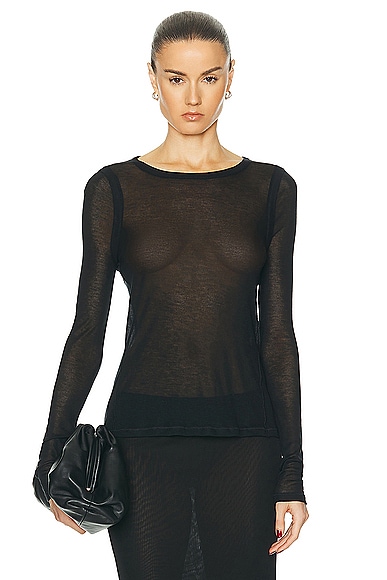 Shop Victoria Beckham Long Sleeve Top In Black