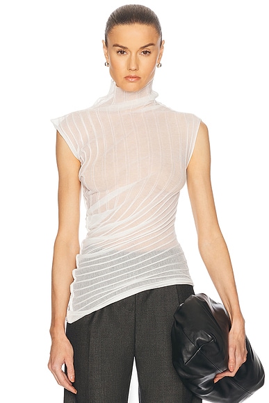Victoria Beckham Sleeveless High Neck Top in White