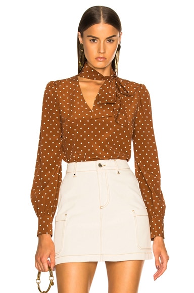 Veronica Beard Jeffries Blouse in Bronze & Ivory | FWRD