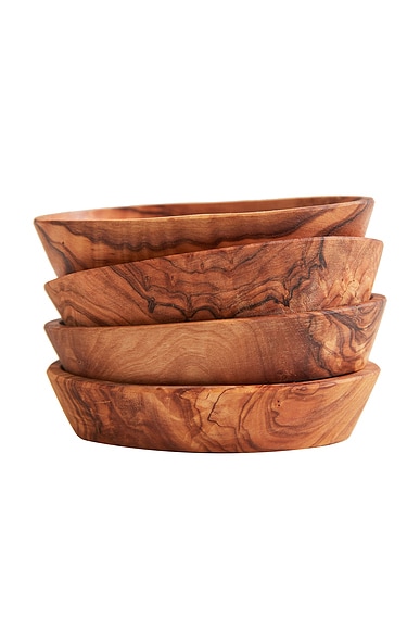 Verve Culture Set Of 4 Olivewood Aperitivo Bowls in Brown