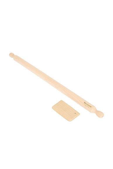 Beechwood Long Rolling Pin & Pasta Scraper