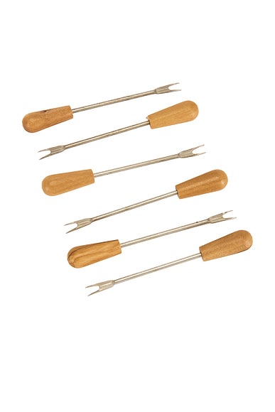 Set Of 6 Olivewood Aperitivo Forks
