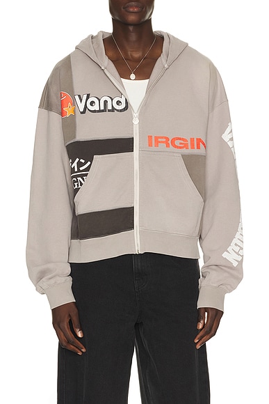 VANDYTHEPINK Paneled Zip Up Hoodie in Grey