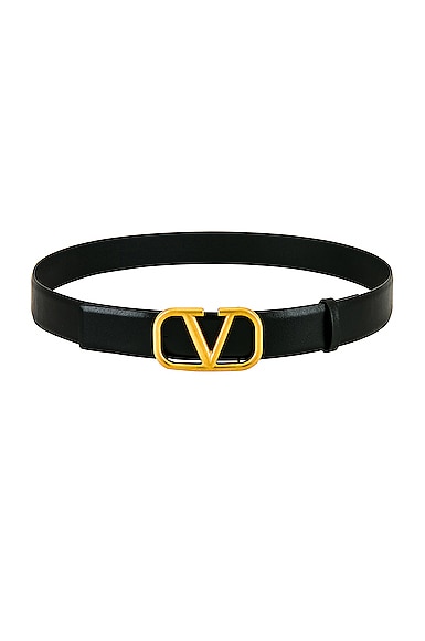 Valentino Garavani H.30 Buckle Belt in Black & Gold