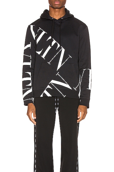 Click to view more detailed imagery on our partner's website Valentino Black And White Cotton Vltn Sweatshirt With Hood In Black & White