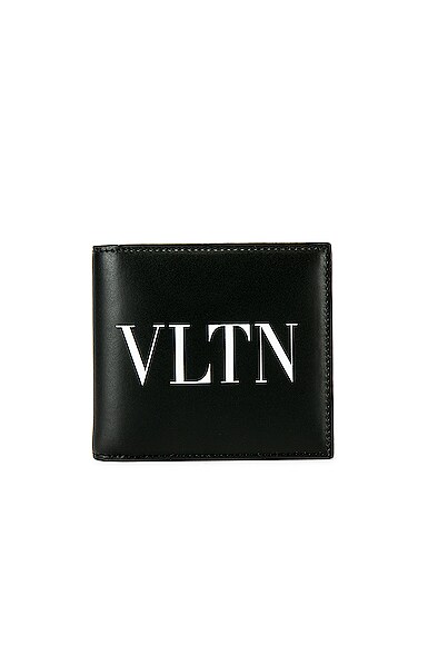 Click to view more detailed imagery on our partner's website Valentino Vltn Logo-Print Bi-Fold Leather Wallet In Black & White