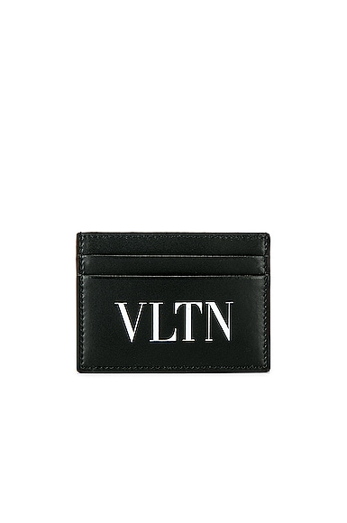 Click to view more detailed imagery on our partner's website Valentino Vltn Logo Print Leather Cardholder In Black