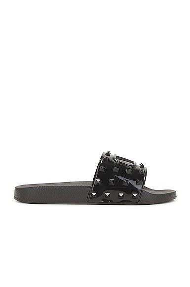 Valentino Vlogo Rubber Slide In Nero