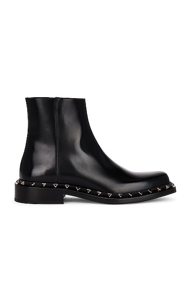 Shop Valentino Rockstud Boot In Black