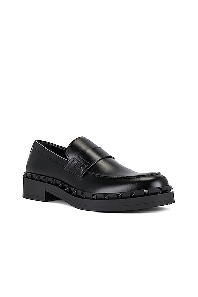 Shop Valentino Rockstud Loafer In Black