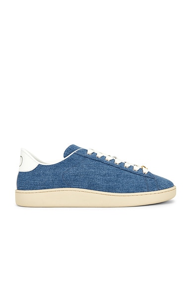 Valentino Garavani Royco Sneaker in Denim Vitello in Denim, Bianco, Green Briar, & Papyrus