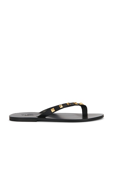 Studded Thong Sandal in Nero