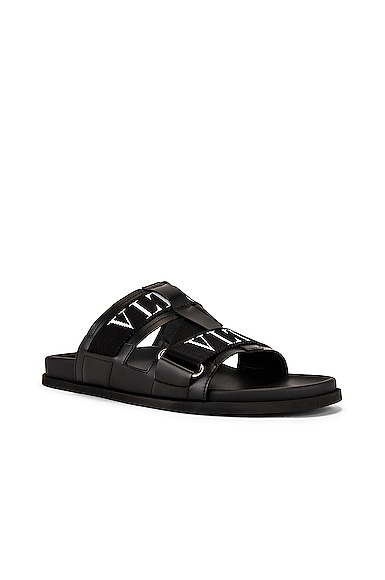 サンダル VTMNTS Men Sandals VL12FL200B BLACKWHITE Black Valentino Garavani VLTN Slide Sandals | Black | FARFETCH