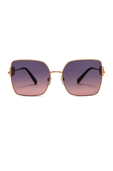 Valentino Garavani Metal Square Sunglasses in Metallic Gold