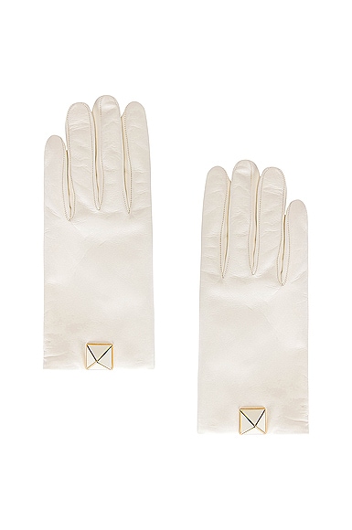 Valentino Garavani Roman Stud Gloves in Ivory