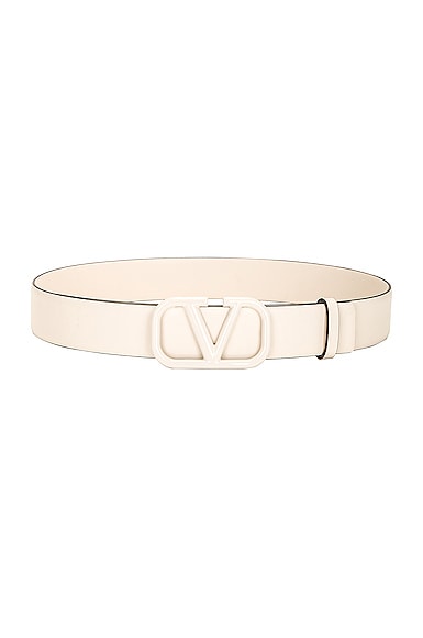 Valentino Garavani V Logo Signature 30 Belt in Light Ivory