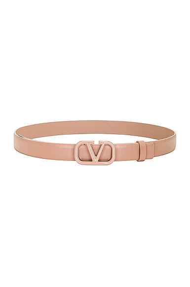 Reversible Vlogo Signature Belt In Glossy Calfskin 40 Mm for Woman in Rose  Cannelle