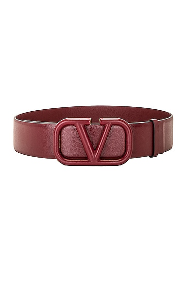 Valentino Garavani V Logo Signature 40 Belt in Cordovan Red