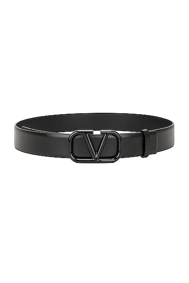 Valentino Garavani V Logo Signature Belt in Nero