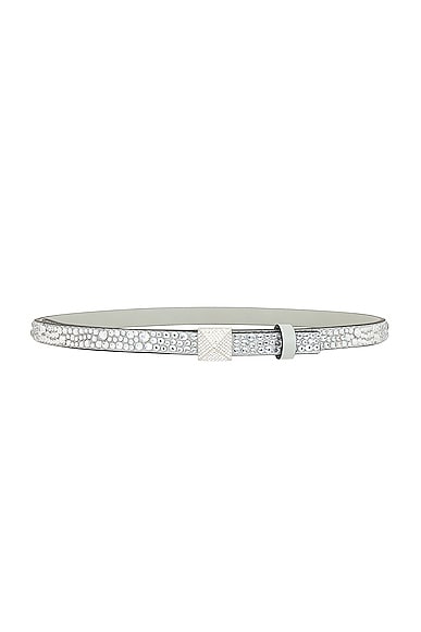 Shop Valentino One Stud Belt In Crystal & Opal Grey