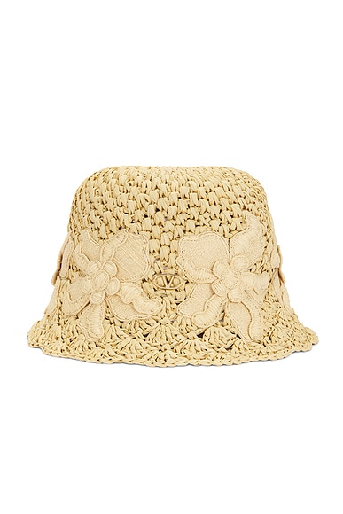 ハット VALENTINO FW24 Ivory felt bucket hat (5W2HGA25GMB O06) Valentino Garavani Ivory Felt Bucket Hat | italist