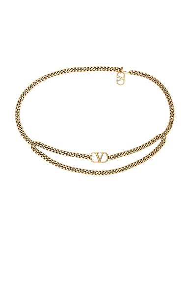 V Logo Signature Chain Belt