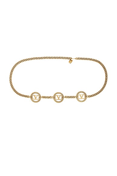 Valentino Garavani V Logo Signature Chain Belt in Antique Gold