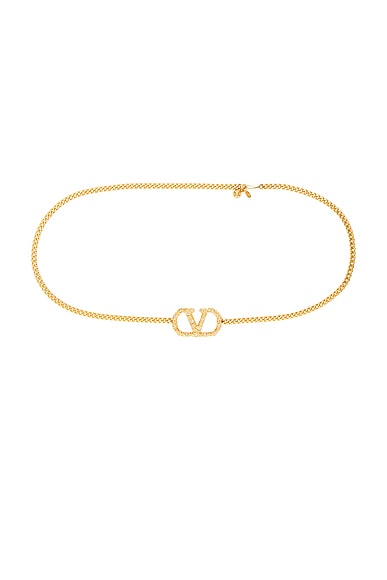 V Logo Signature Chain Belt