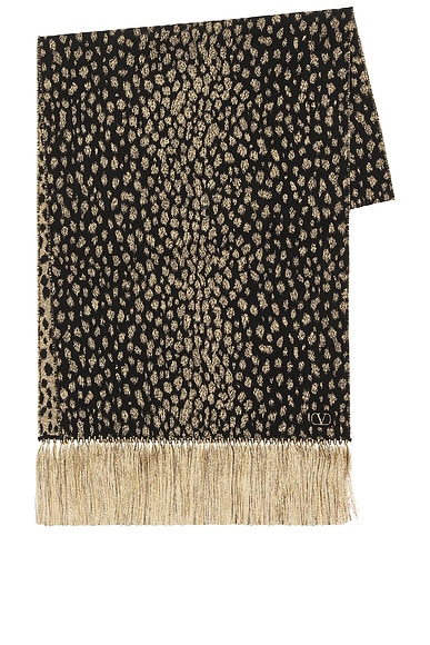 Valentino Garavani Cashmere Scarf in Marrone & Oro