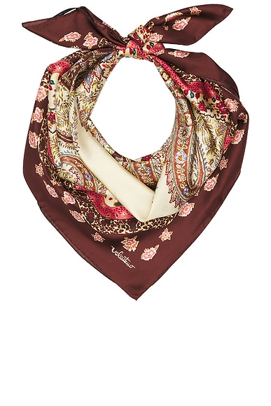 Valentino Garavani Voyage Imaginaire Cachemire Shawl in Multicolor, Bordeaux, & Burro
