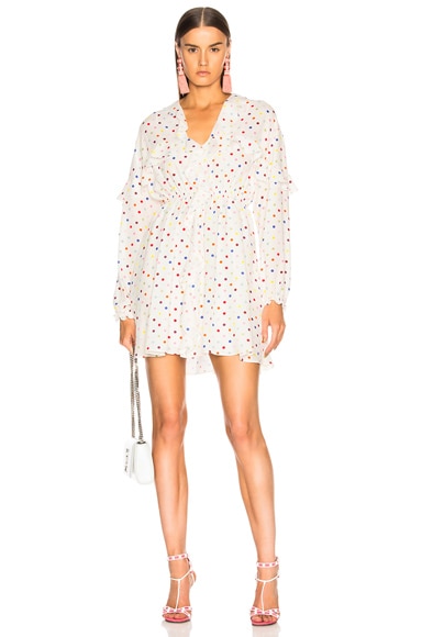 Polka Dot Ruffle Trim Mini Dress