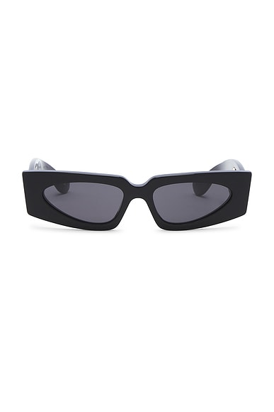 Valentino Garavani Vain Bold Rectangular Sunglasses in Black & Grey