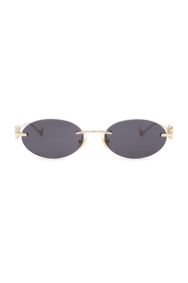 Valentino Garavani Bejewelled Oval Sunglasses in Gold & Grey