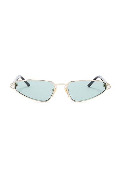Valentino Garavani Raver Coquette Cat Sunglasses in Gold & Green